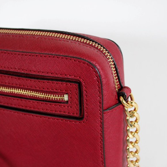 Michael Kors Red Jet Set Large Saffiano Leather Crossbody Bag - Picture 8 of 10